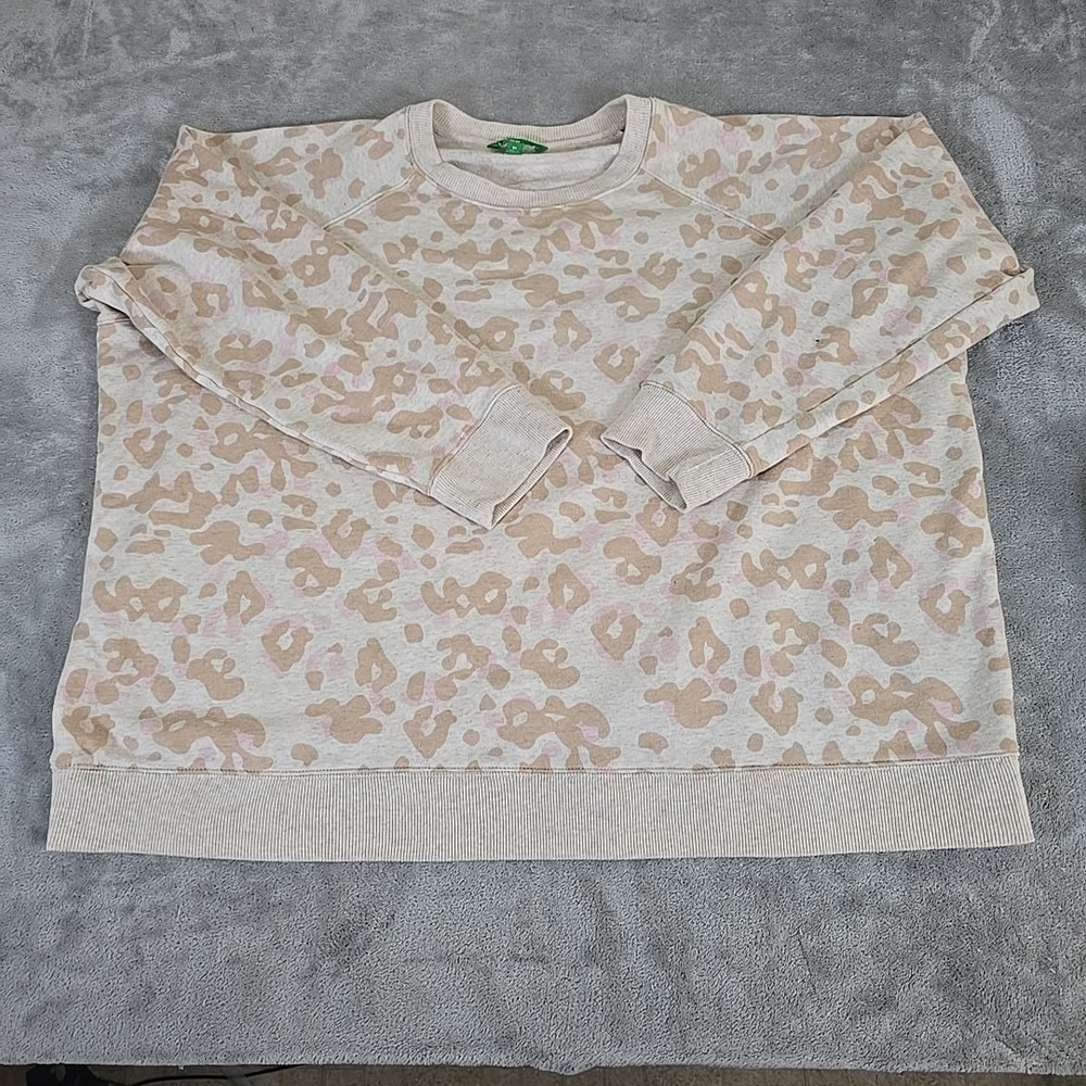 Dip Sweatshirt Womens 3X Brown Pink Cheetah Print Pullover Athleisure‎ Casual